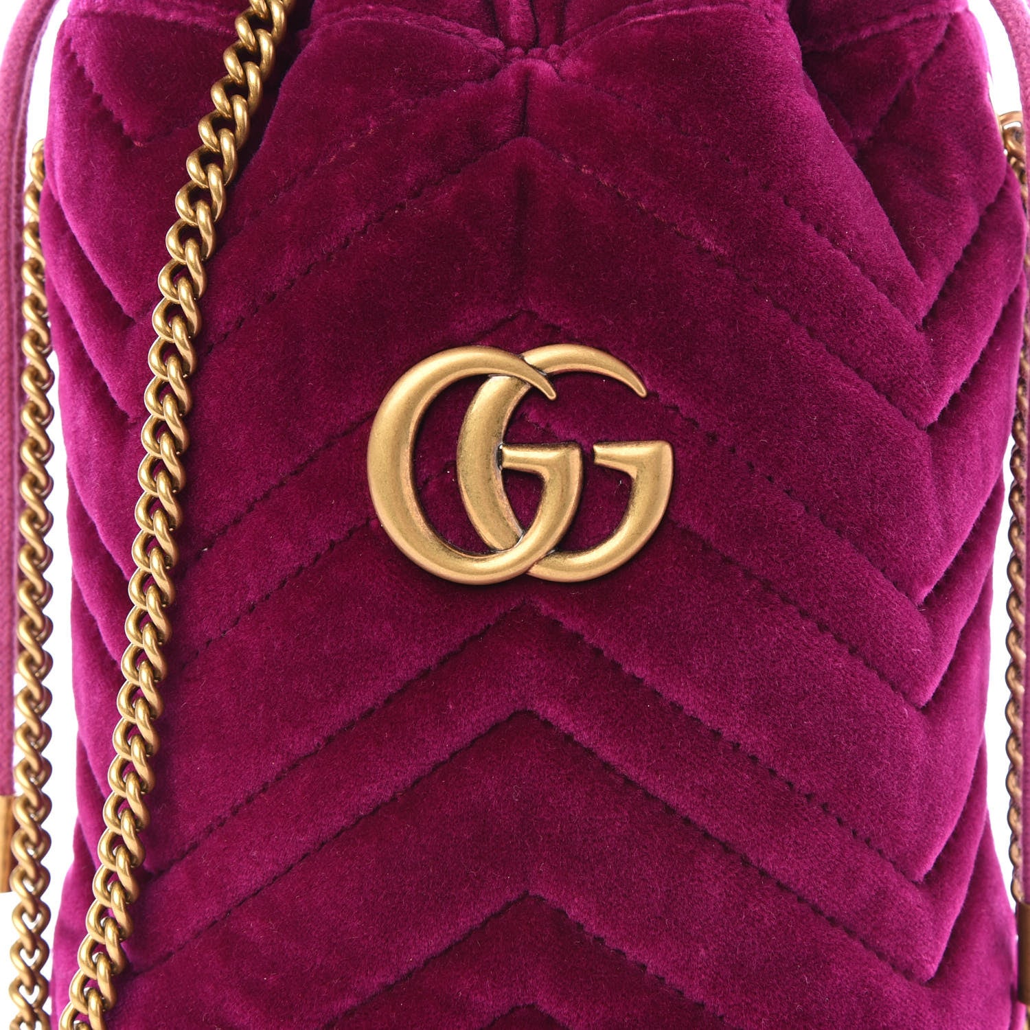 Gucci Velvet Matelasse Mini GG Marmont 2.0 Bucket Bag Fuchsia Violet Cyclamen 7 of 7