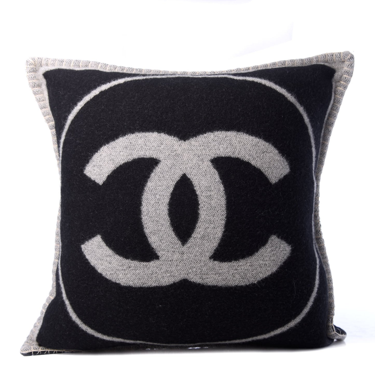 Merino Wool Cashmere CC Pillow Black Beige