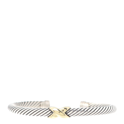 David Yurman Sterling Silver 14K Yellow Gold 5mm X Station Cable Bracelet 1 of 4