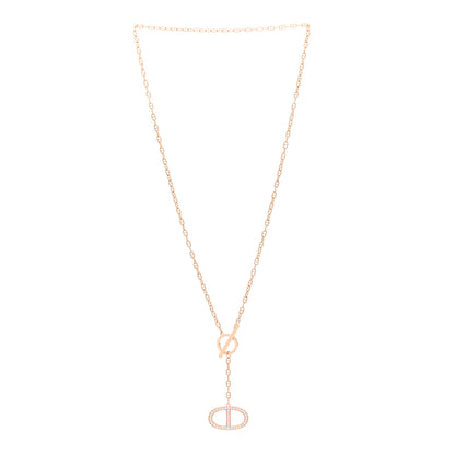 Hermes 18K Rose Gold Diamond GM Chaine D'Ancre Contour Pendant Necklace ST 3 of 4