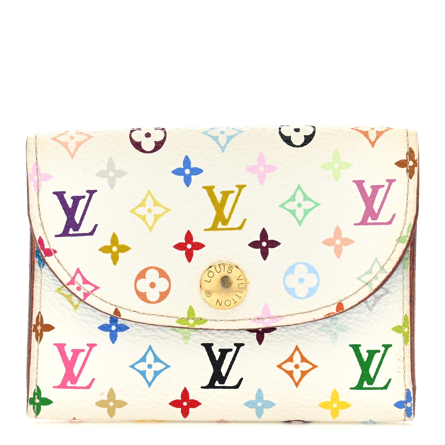 Monogram Multicolor Business Card Holder White Raisin