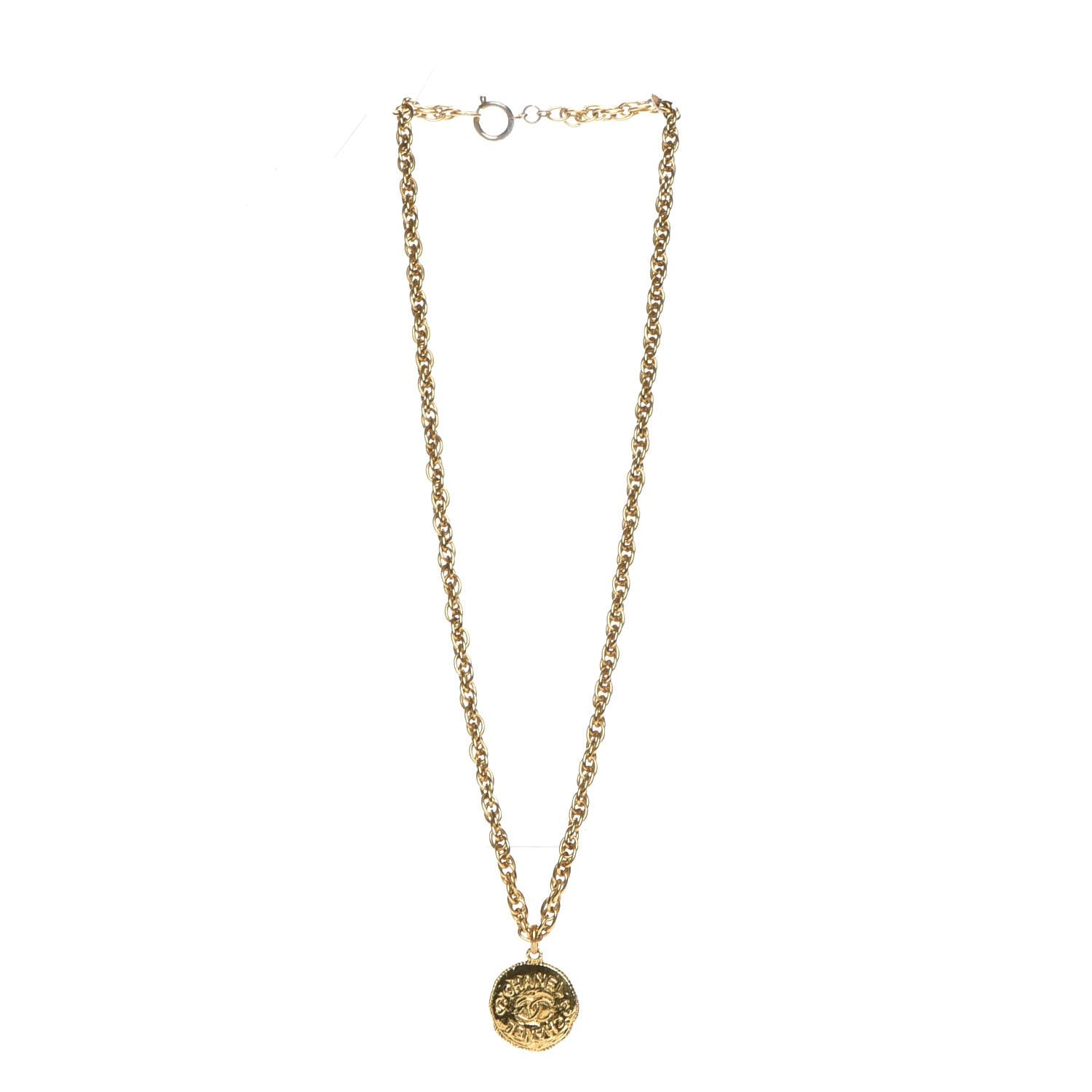 Chanel CC Medallion Chain Necklace Gold 3 of 6