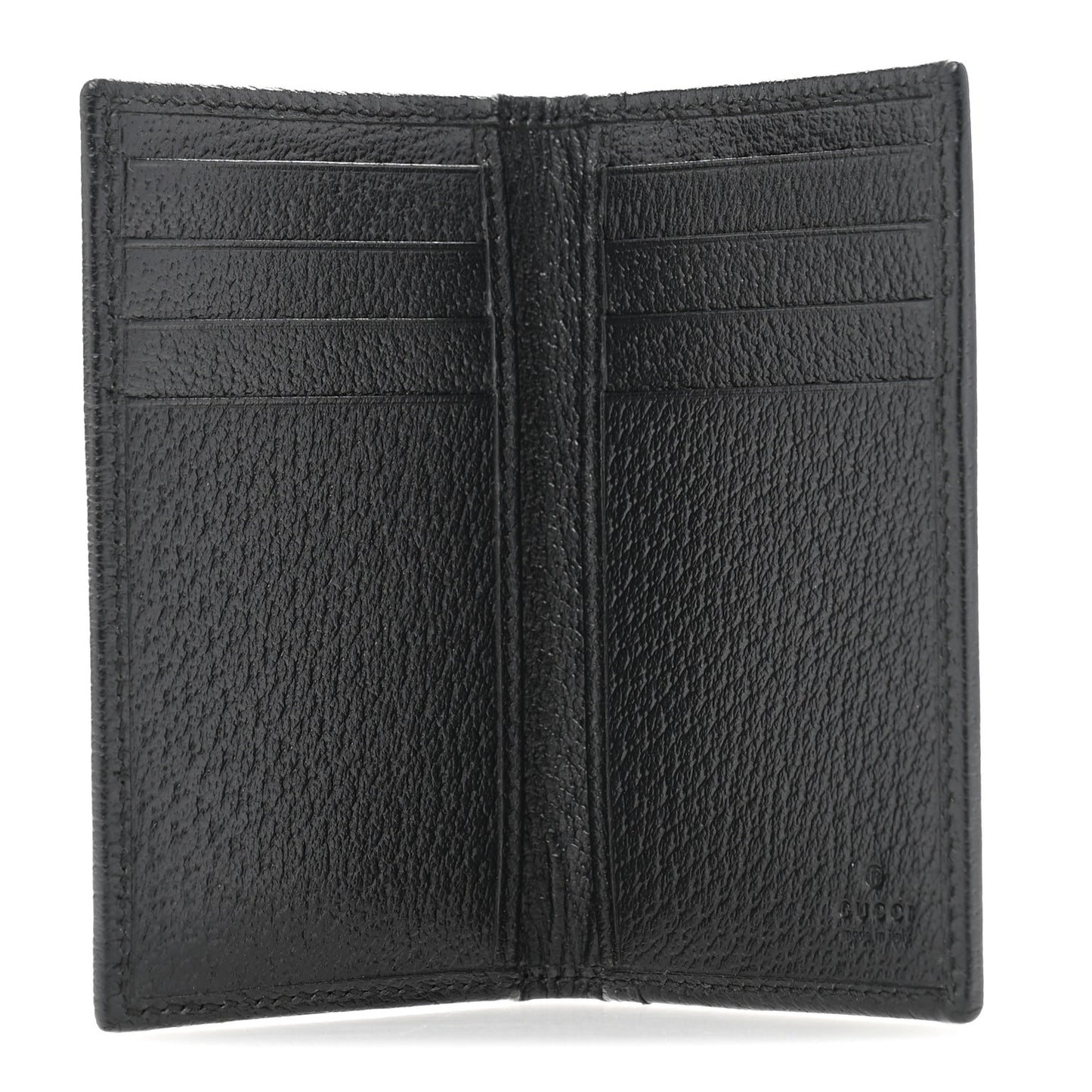 Textured Dollar Calfskin Horsebit Card Holder Black