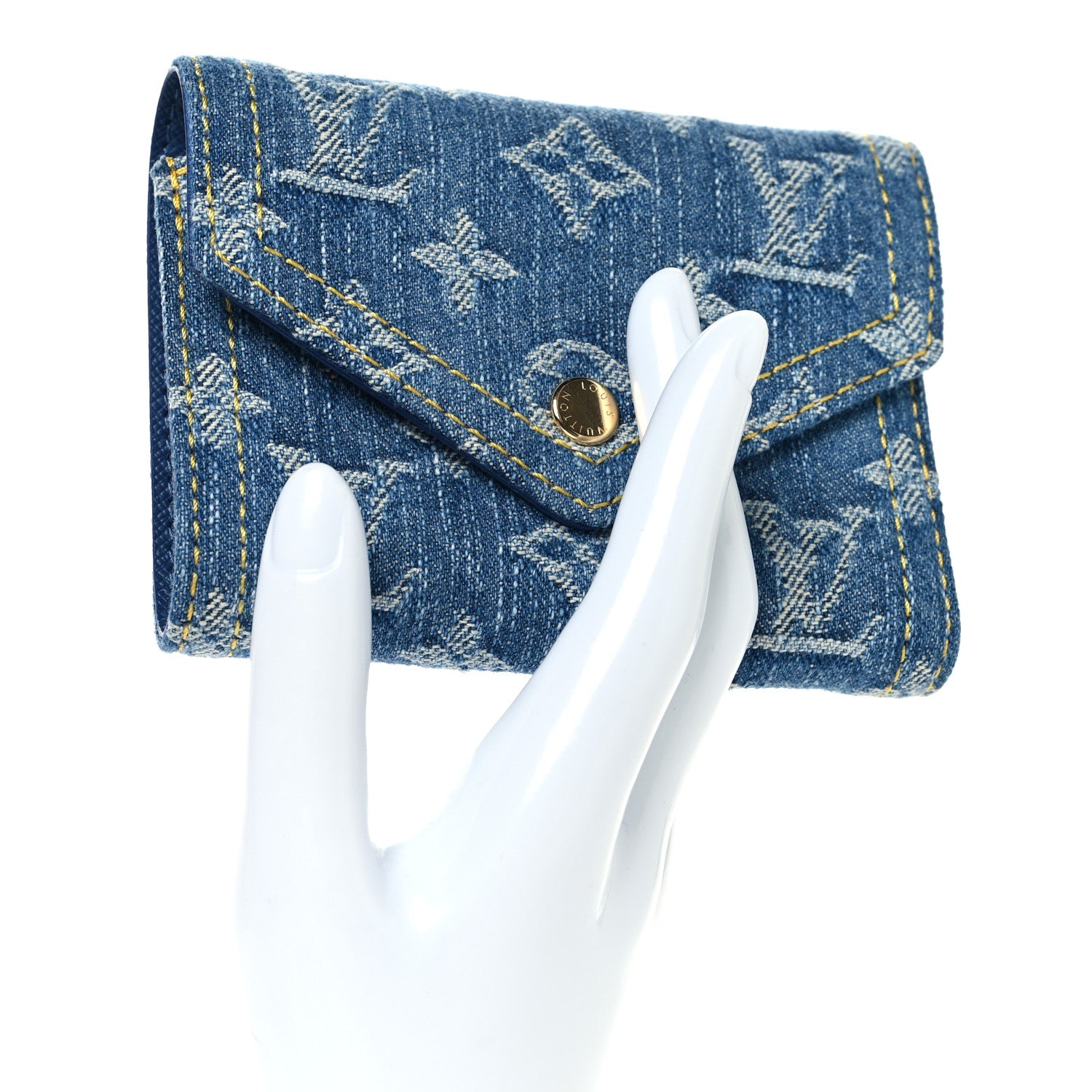 Louis Vuitton Denim Monogram Jacquard Victorine Wallet Blue