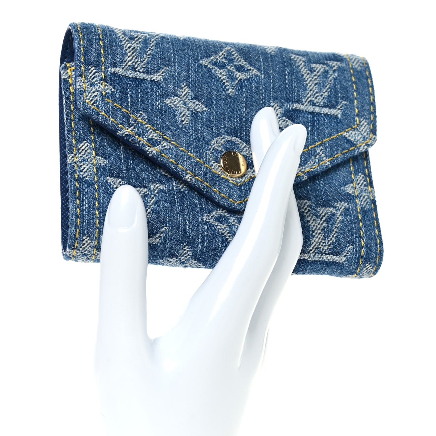 Denim Monogram Jacquard Victorine Wallet Blue