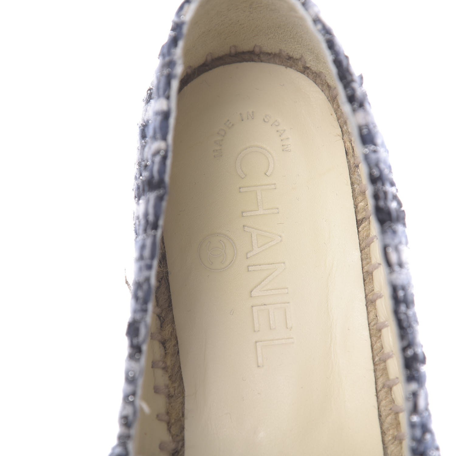 Chanel Metallic Tweed Lambskin CC Espadrilles 36 Black Silver 7 of 11