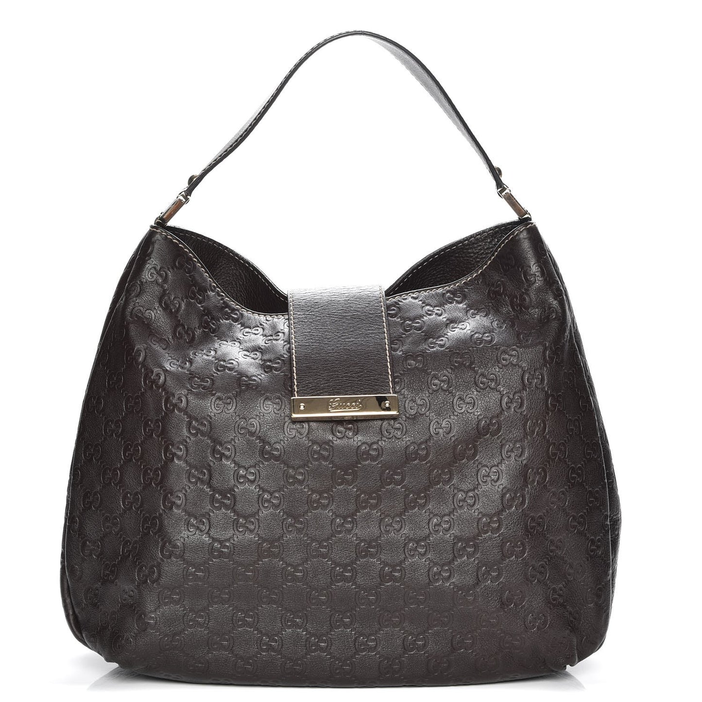 Guccissima Large New Ladies Web Hobo Dark Brown