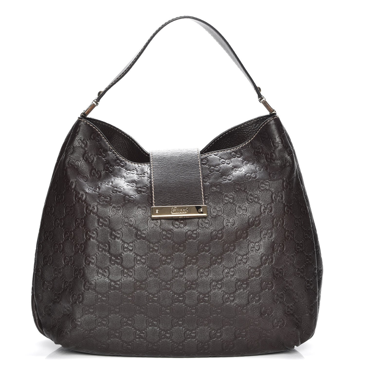 Gucci Guccissima Large New Ladies Web Hobo Dark Brown 1 of 7