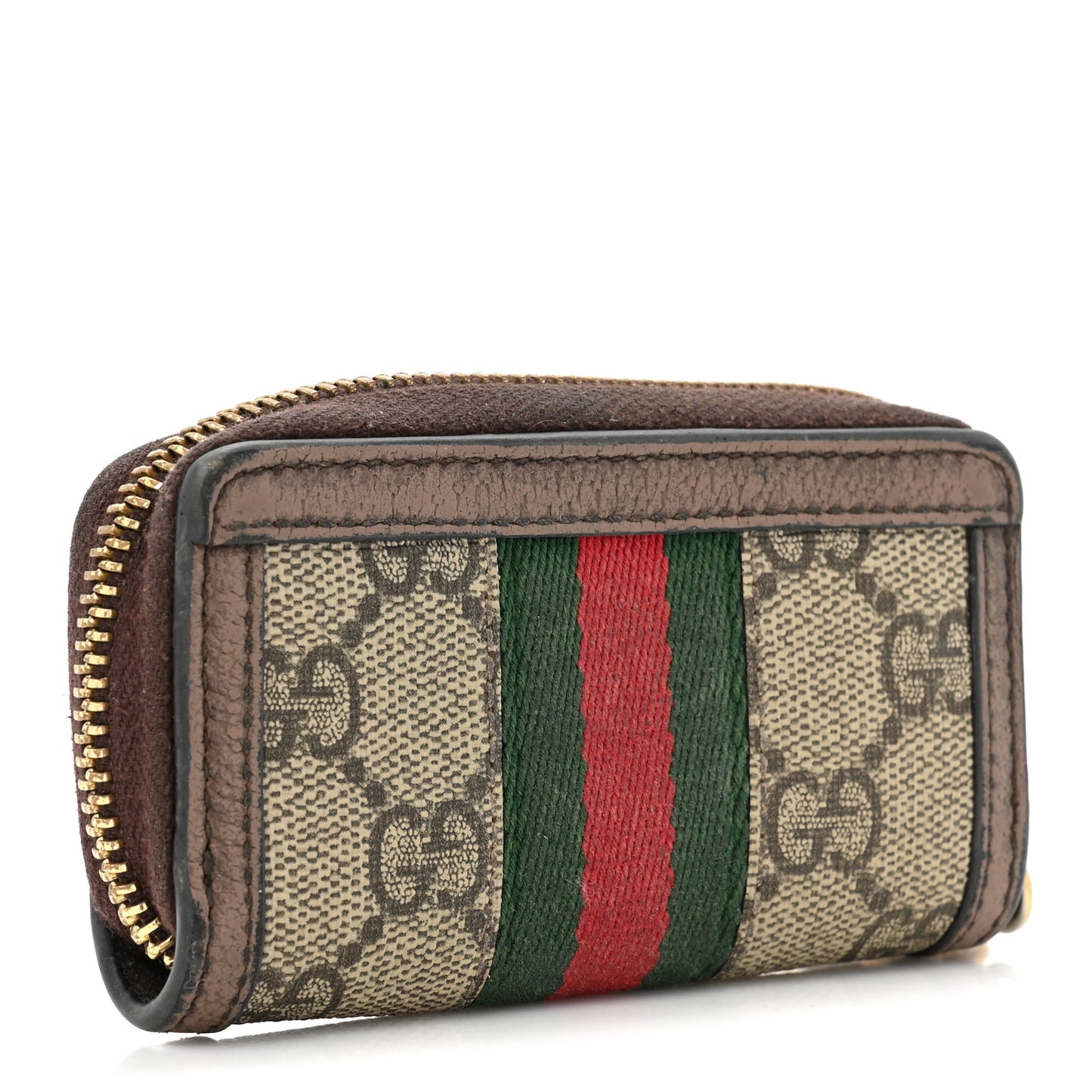 GG Supreme Monogram Web Ophidia Zip Around Key Case Beige New Acero