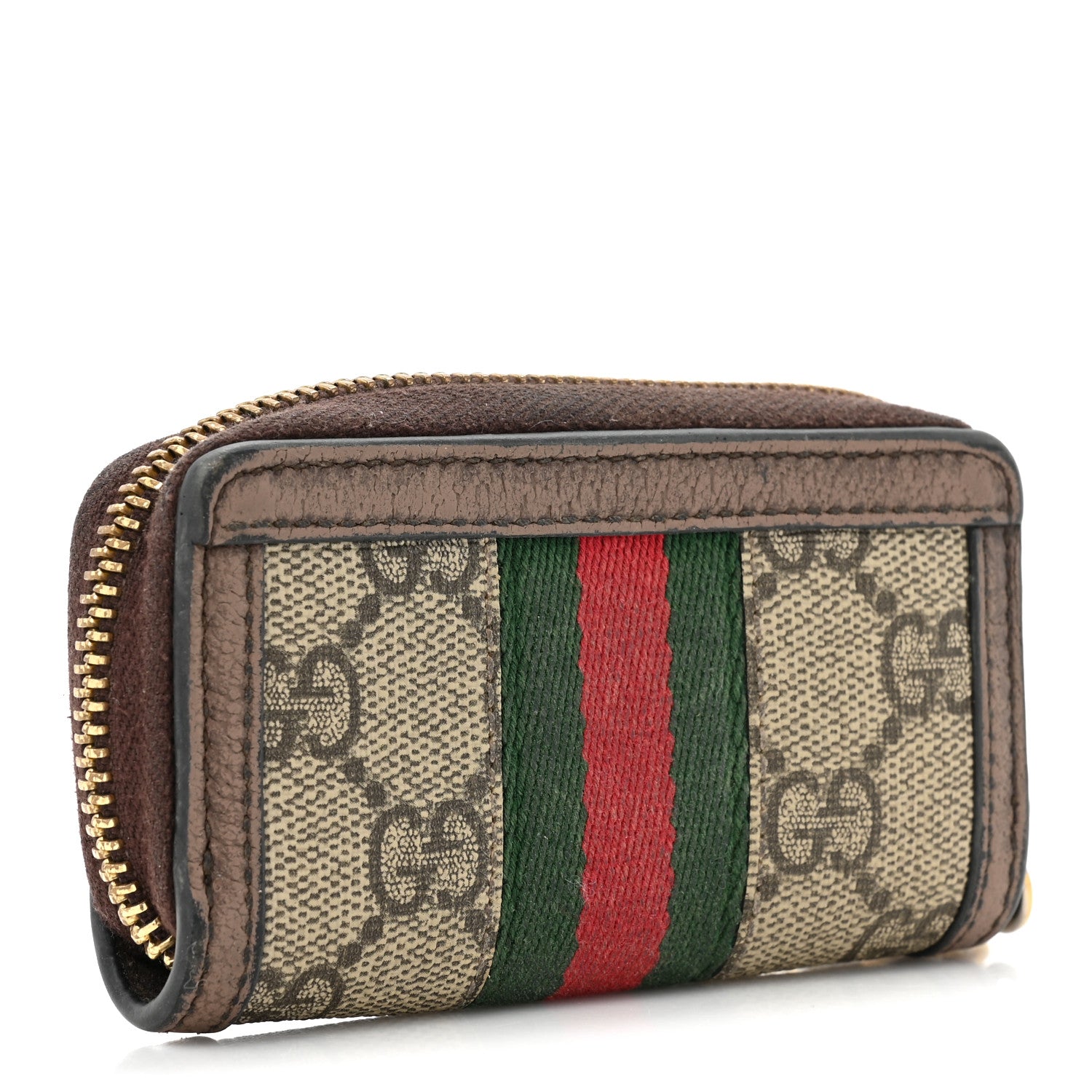 Gucci GG Supreme Monogram Web Ophidia Zip Around Key Case Beige New Acero 3 of 15