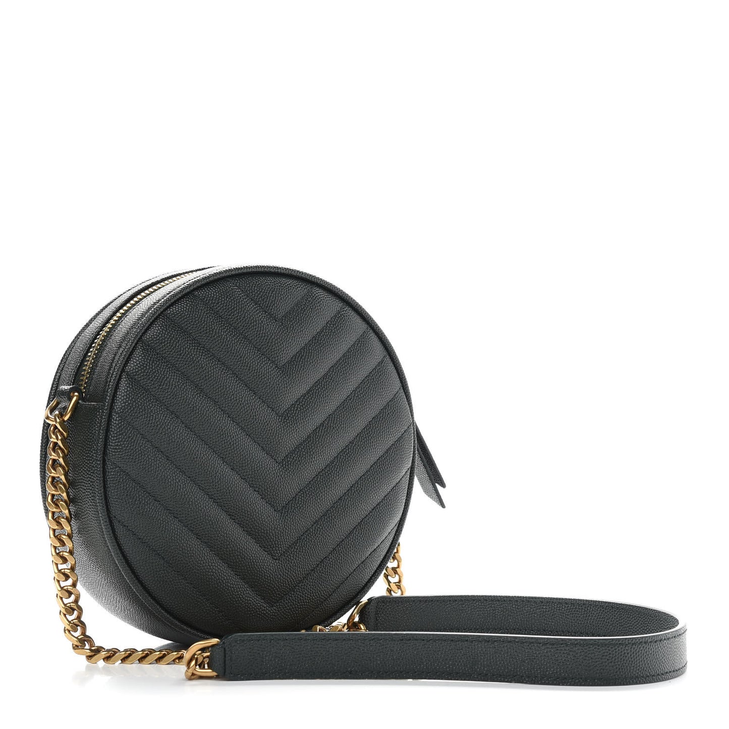 Grain De Poudre Matelasse Chevron Quilted Round Vinyle Camera Bag New Vert Fonce