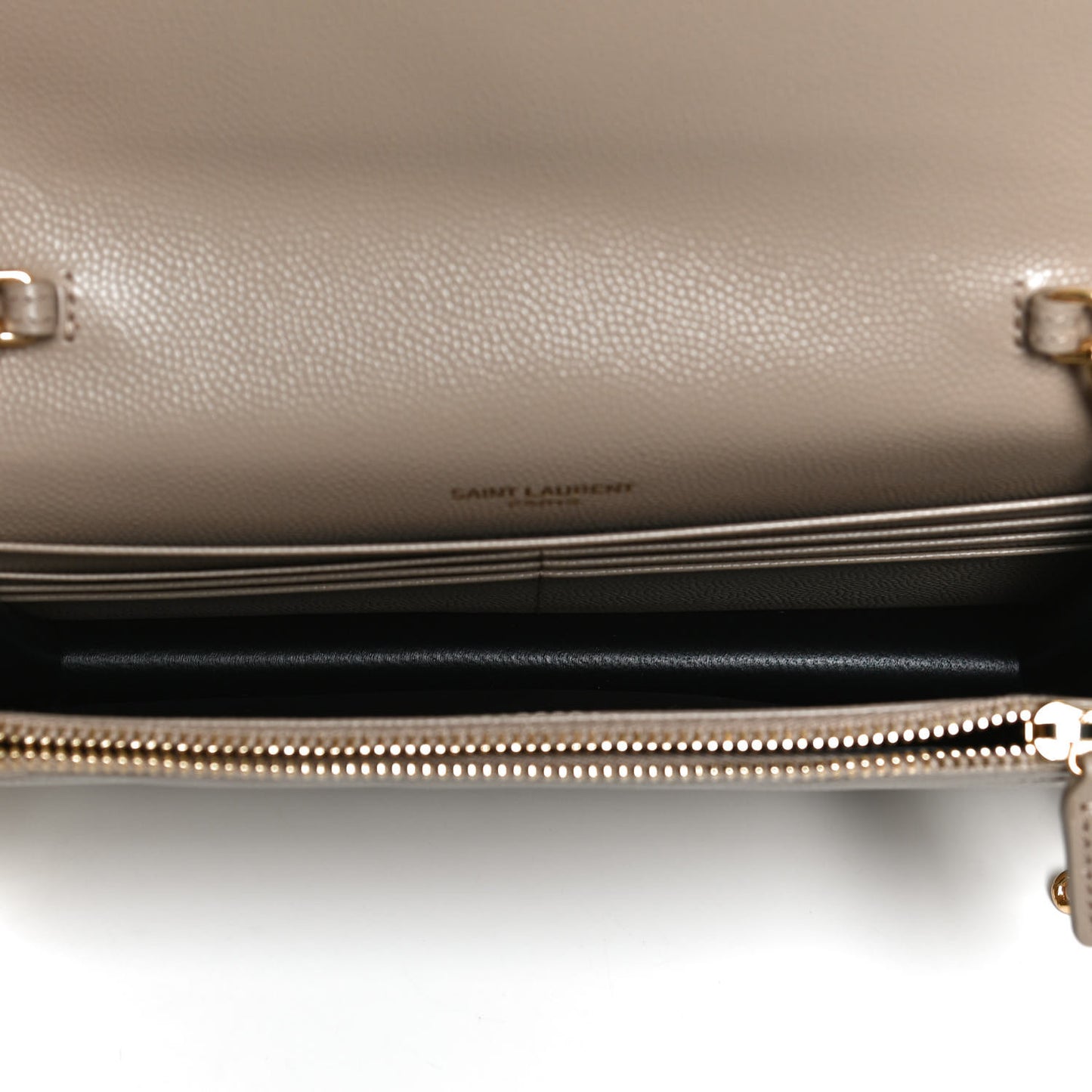 Grain De Poudre Matelasse Chevron Monogram Envelope Chain Wallet Taupe