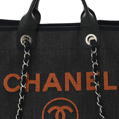 Chanel Denim Large Deauville Tote Blue Orange 8 of 12
