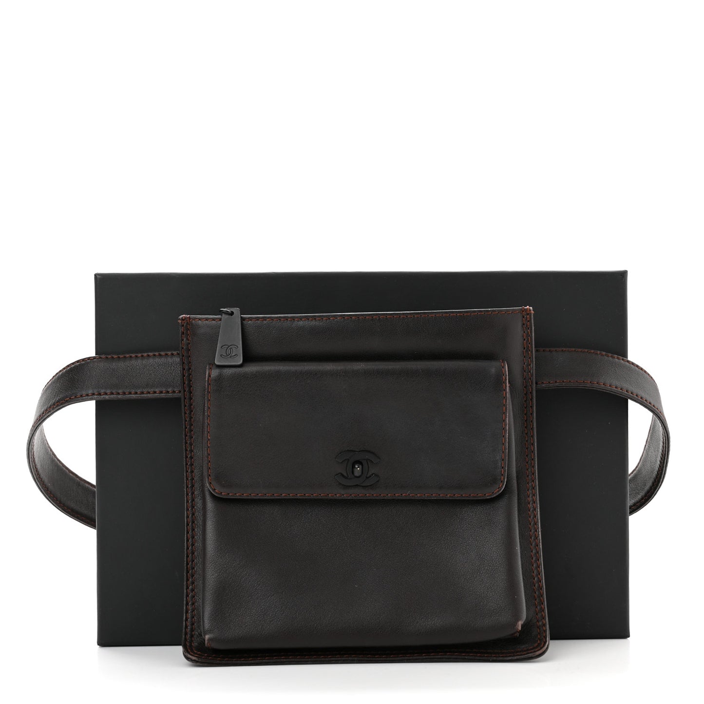 Lambskin Flap Waist Belt Bag 80 32 Brown
