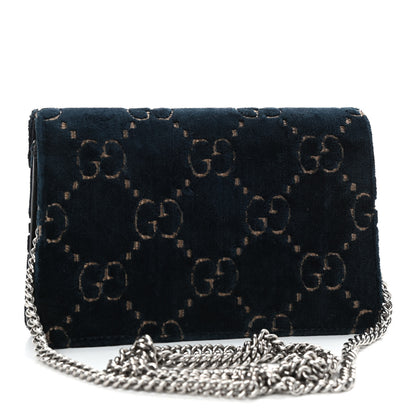 Gucci Velvet GG Monogram Super Mini Dionysus Shoulder Bag Blue Beige Black 3 of 11
