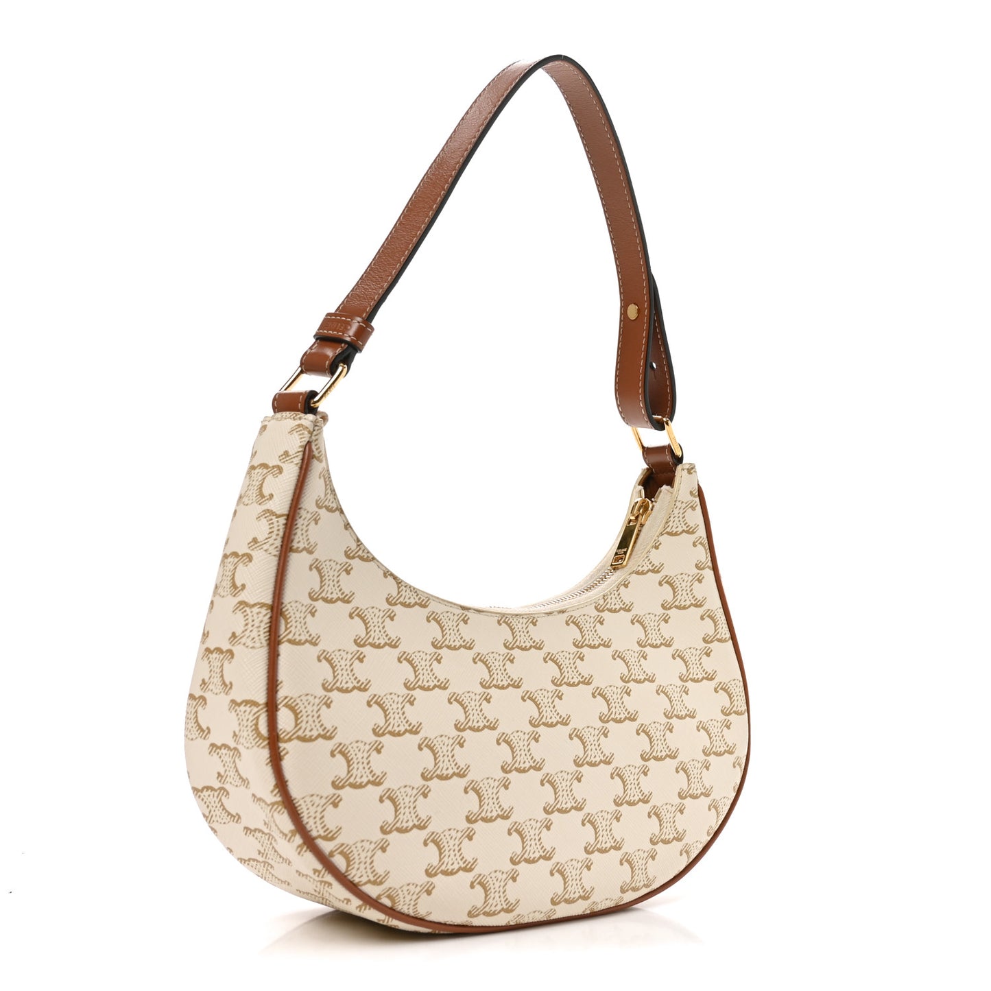 Canvas Calfskin Ava Triomphe Shoulder Bag Grege