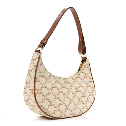 Celine Canvas Calfskin Ava Triomphe Shoulder Bag Grege 3 of 10