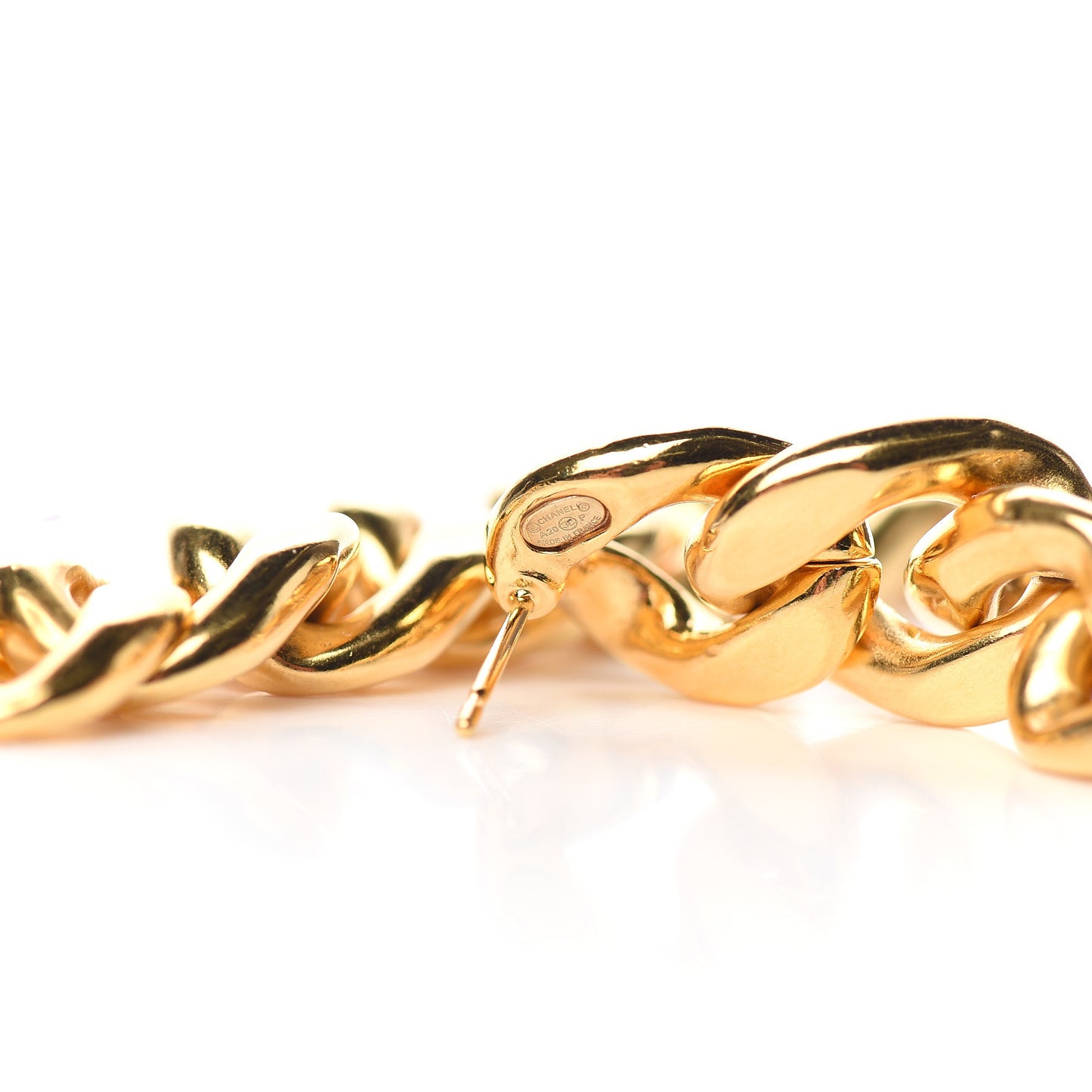 Metal CC Pick Drop Earrings Gold