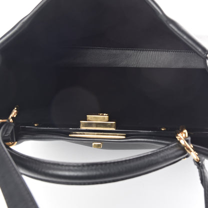 Fendi Vitello Seta Shiny Nappa Large Peekaboo Iconic Satchel Black 5 of 9