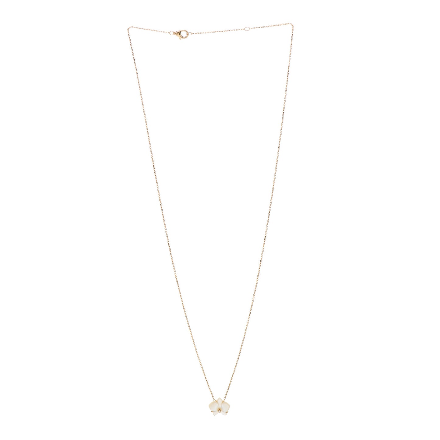 18K Yellow Gold Mother Of Pearl Diamond Caresse D'Orchidees Par Cartier Necklace