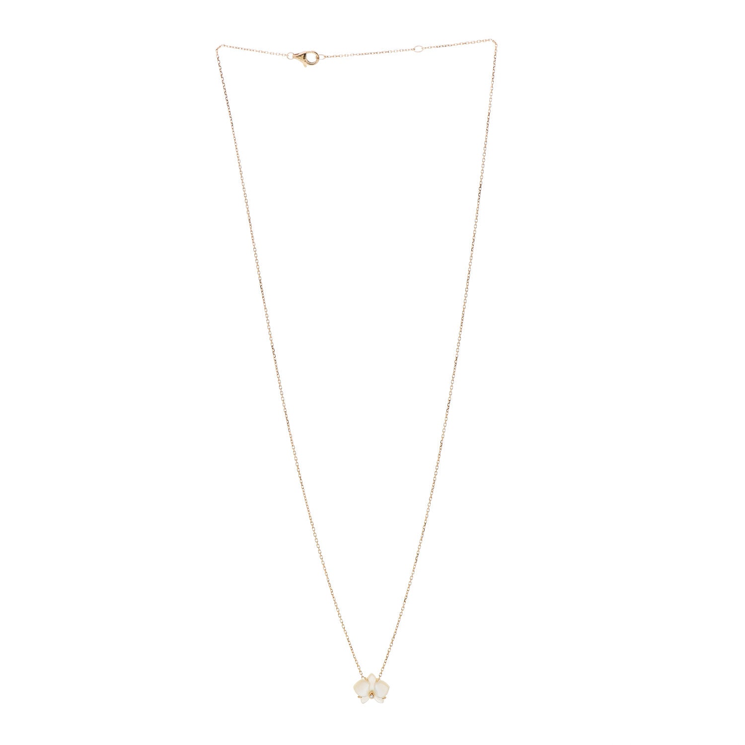 Cartier 18K Yellow Gold Mother Of Pearl Diamond Caresse D'Orchidees Par Cartier Necklace 2 of 5