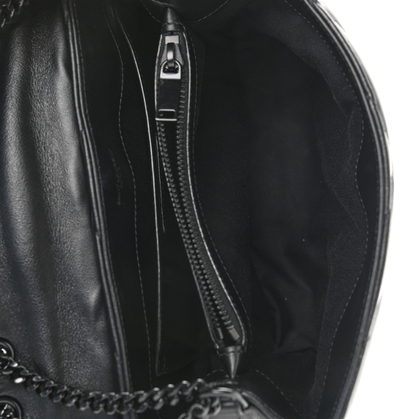 Calfskin Y Quilted Monogram Small Loulou Chain Satchel Black