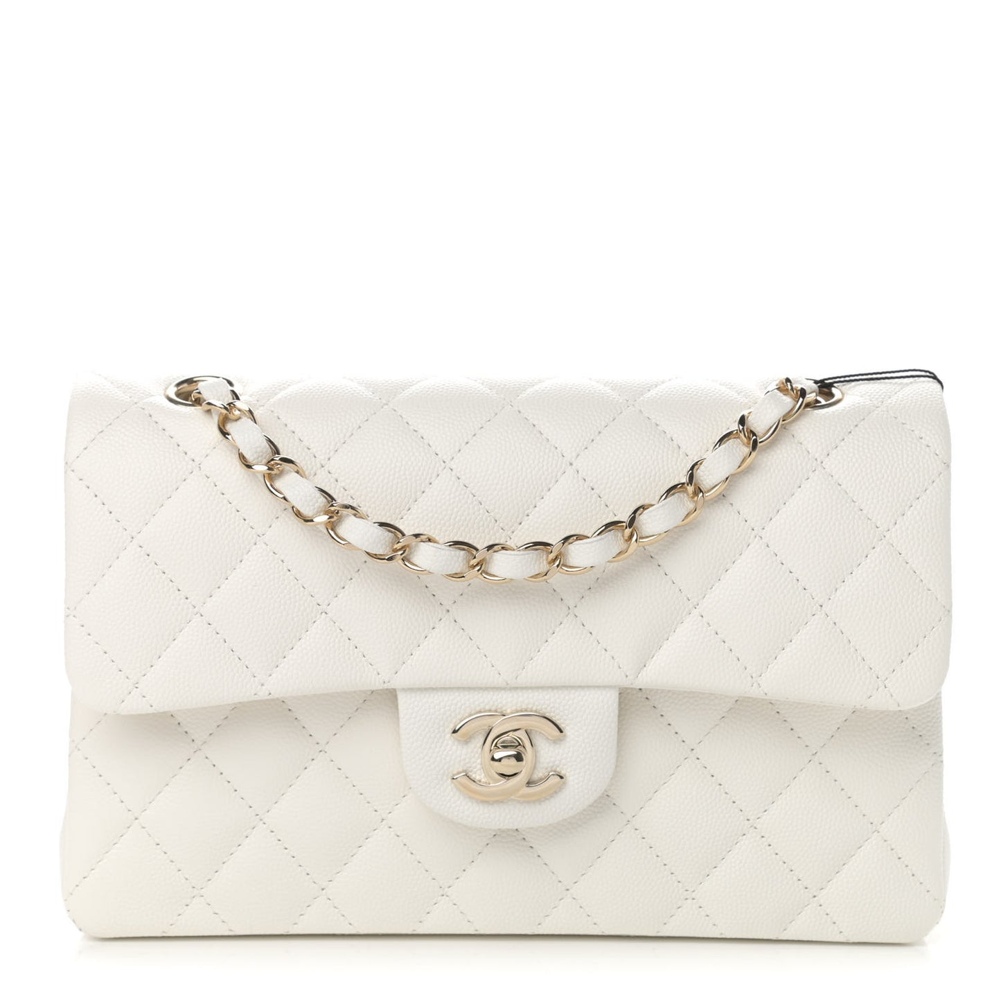 Caviar Quilted Small Double Flap White
