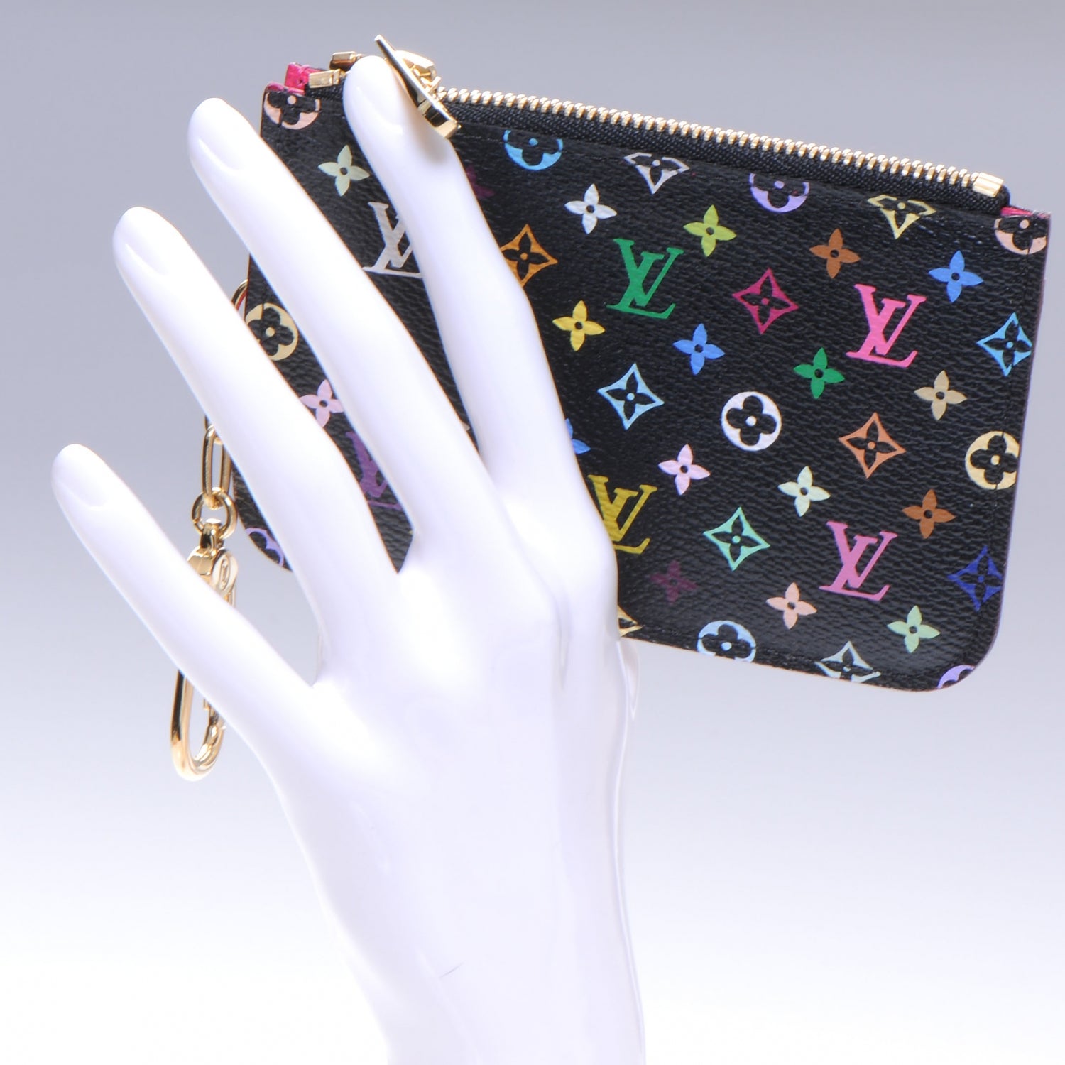 Louis Vuitton Monogram Multicolor Key Pouch Black Grenade 2 of 7