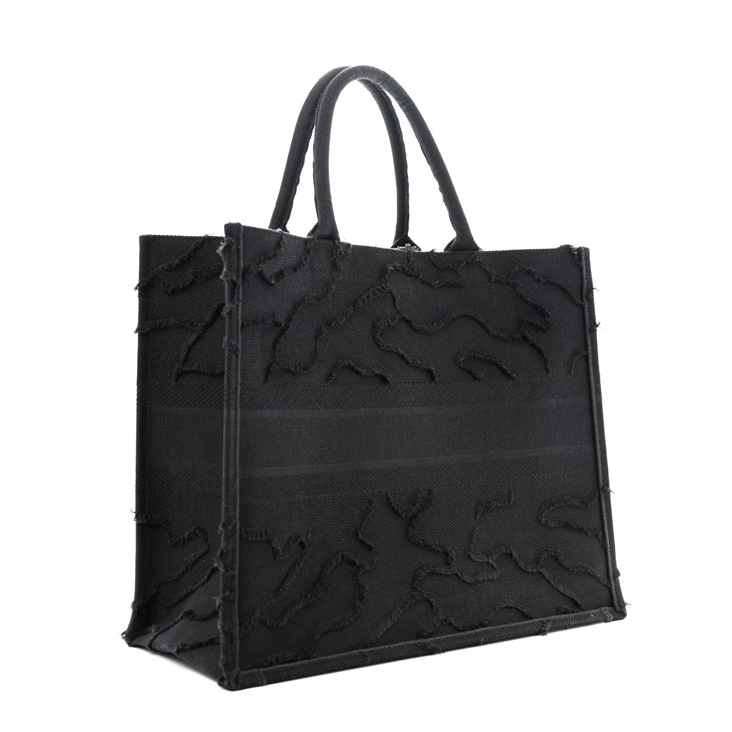 Christian Dior Canvas Embroidered Camouflage Book Tote Black 3 of 12