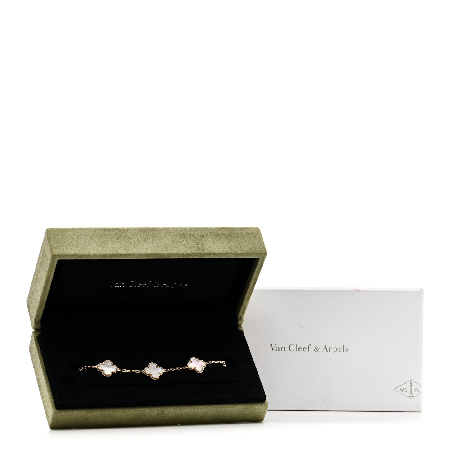 18K Yellow Gold Mother of Pearl 5 Motifs Vintage Alhambra Bracelet