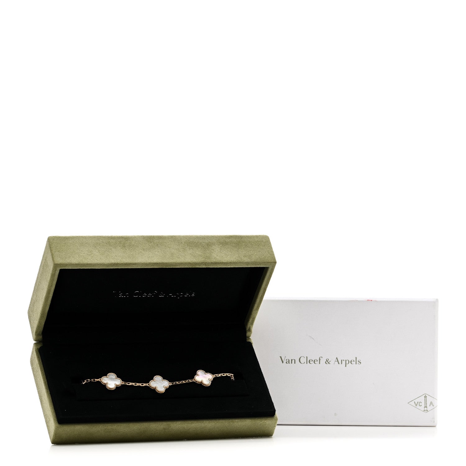 Van Cleef & Arpels 18K Yellow Gold Mother of Pearl 5 Motifs Vintage Alhambra Bracelet 5 of 5