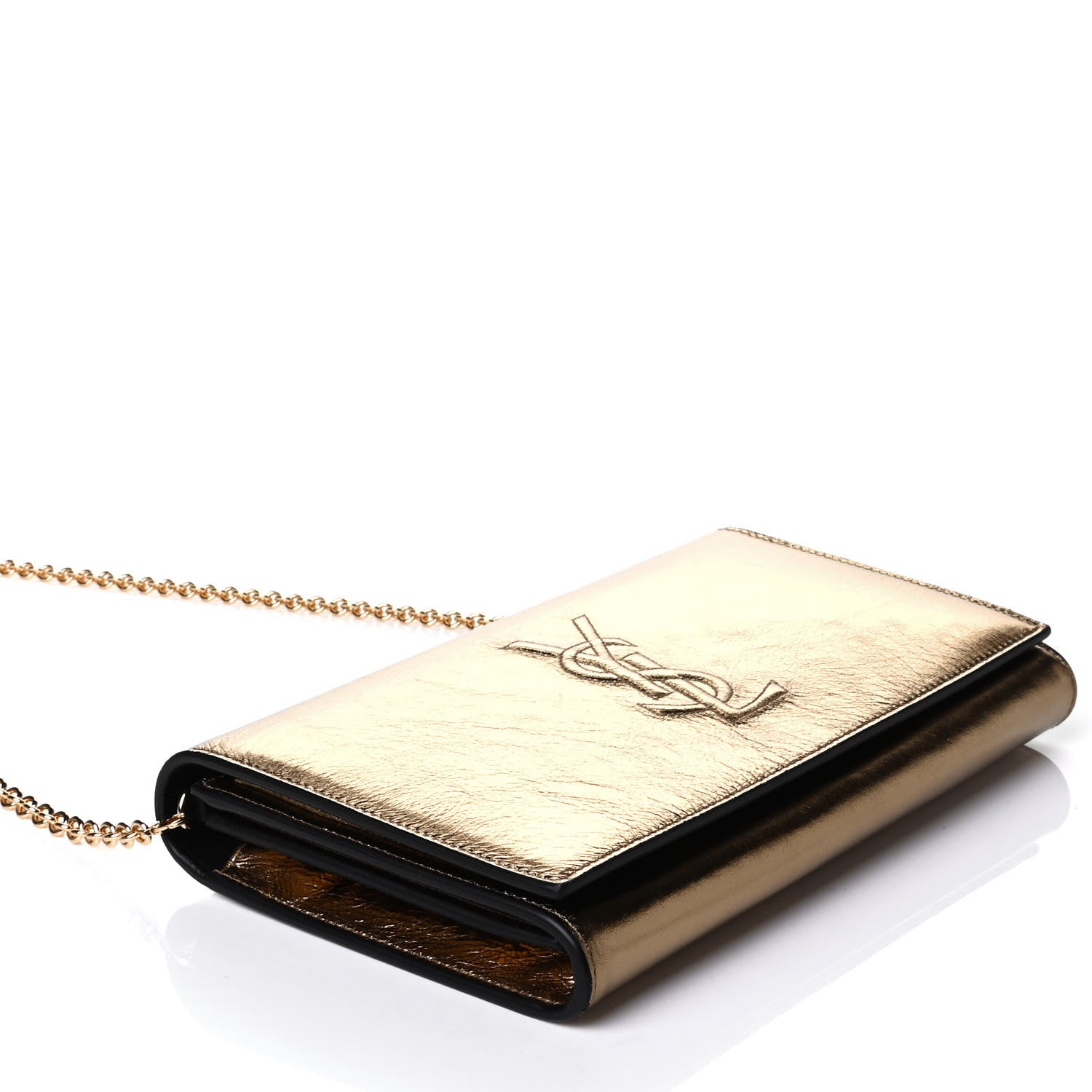 Saint Laurent Metallic Calfskin Monogram Belle de Jour Chain Clutch Gold 3 of 5
