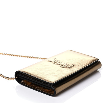Saint Laurent Metallic Calfskin Monogram Belle de Jour Chain Clutch Gold 3 of 5