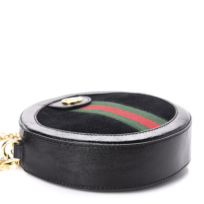 Gucci Suede Patent Web Mini Ophidia Round Shoulder Bag Black 4 of 10