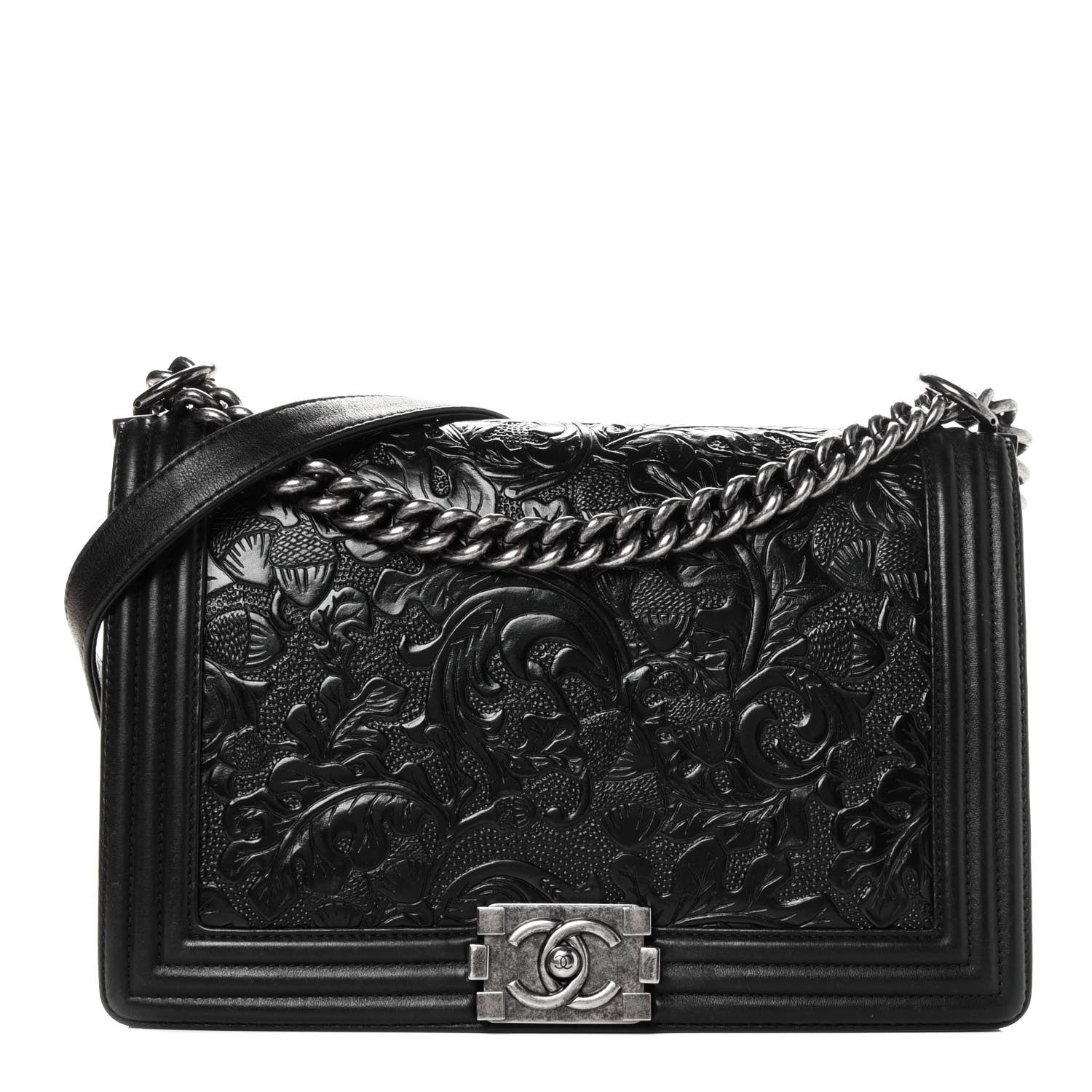 Chanel Calfskin Embossed New Medium Cordoba Boy Flap Black 1 of 5