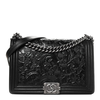 Chanel Calfskin Embossed New Medium Cordoba Boy Flap Black 1 of 5