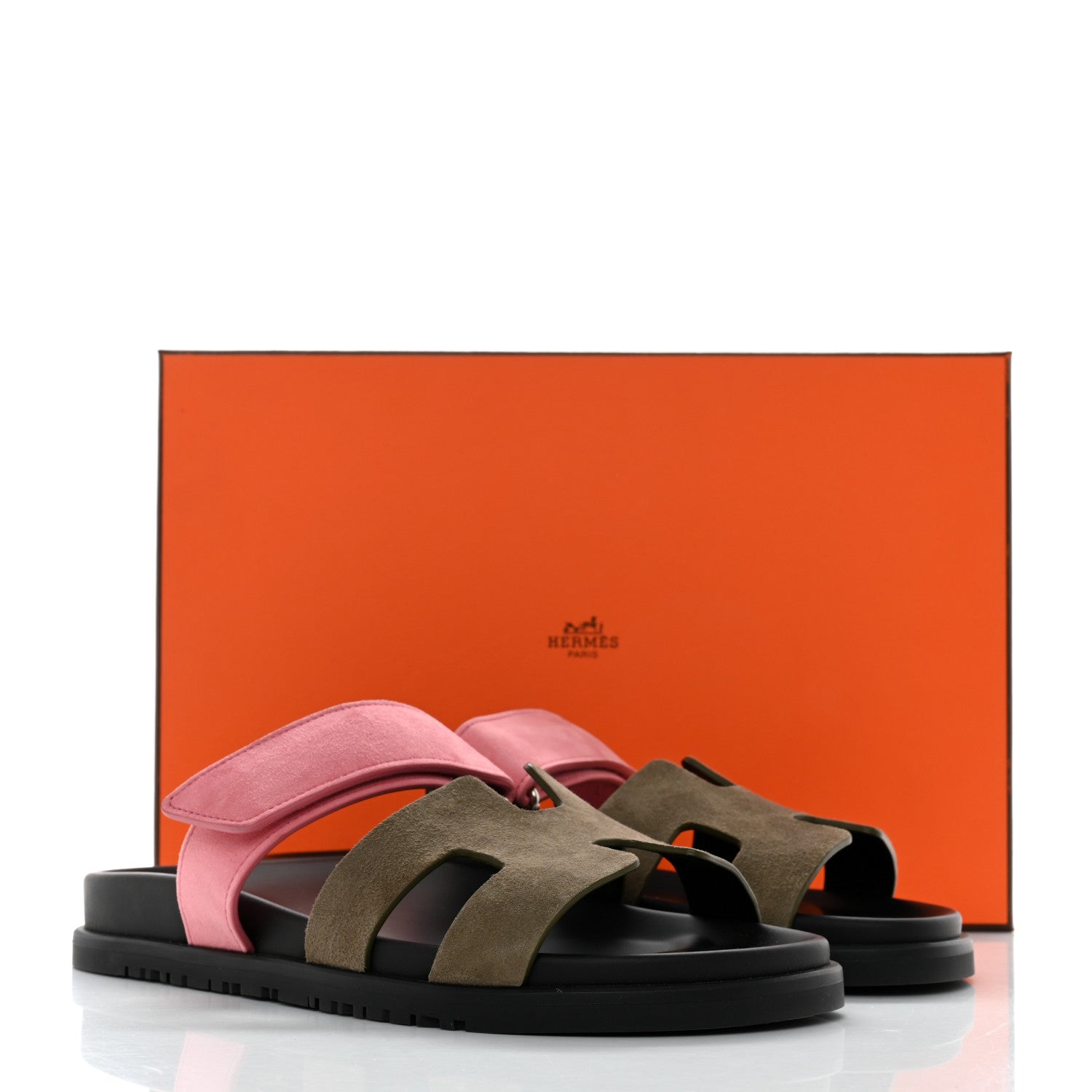 Hermes Suede Goatskin Womens Chypre Sandals 38 Toundra Rose Du Desert 9 of 9