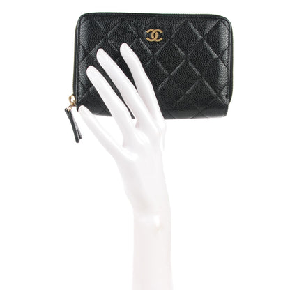 Chanel Caviar Quilted Large Gusset Double Zip Around Wallet Black 2 of 8