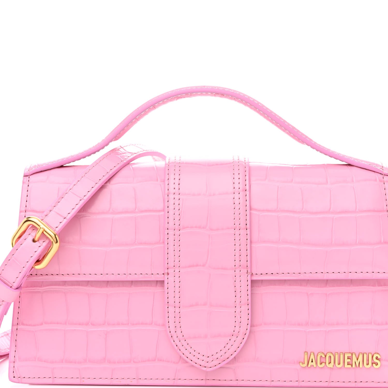 Jacquemus Calfskin Crocodile Embossed Le Grand Bambino Pink 7 of 9