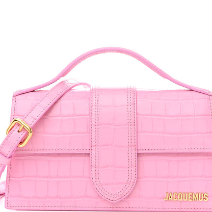 Jacquemus Calfskin Crocodile Embossed Le Grand Bambino Pink 7 of 9
