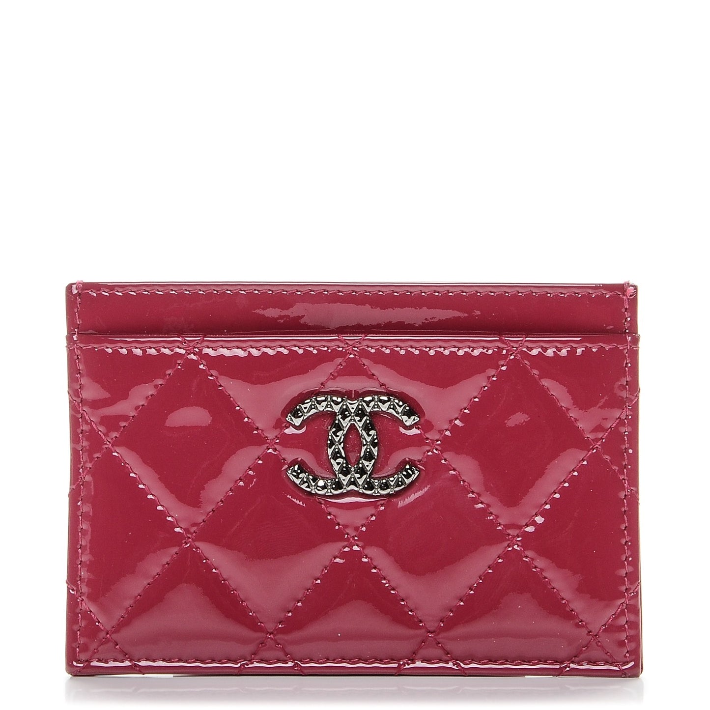 Patent Quilted Brilliant Card Holder Pink
