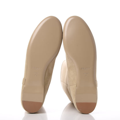 Saint Laurent Suede Knee High Flat Boots 41 Beige 7 of 13