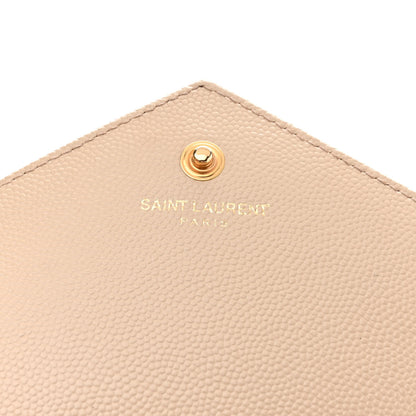 Saint Laurent Grain De Poudre Matelasse Chevron Monogram Chain Wallet Nude Powder 6 of 14