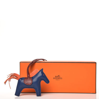Hermes Milo Lambskin Grigri Rodeo Horse Bag Charm PM Bleu de Malte Rouge H Peony 4 of 4