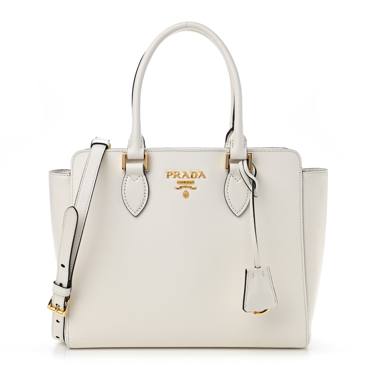 Prada Saffiano Soft Calfskin Small Zippered Tote White 1 of 10