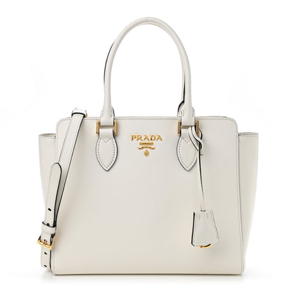 Prada Saffiano Soft Calfskin Small Zippered Tote White 1 of 10