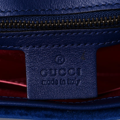 Gucci Velvet Matelasse Modern Embroidered Medium GG Marmont Shoulder Bag Cobalt 5 of 9