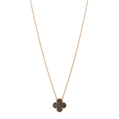 Van Cleef & Arpels 18K Rose Gold Gray Mother of Pearl Vintage Alhambra Pendant Necklace 1 of 5