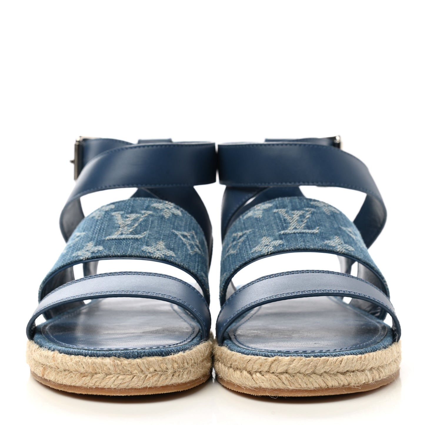 Monogram Denim Starboard Espadrille Flat Sandal 38 Blue