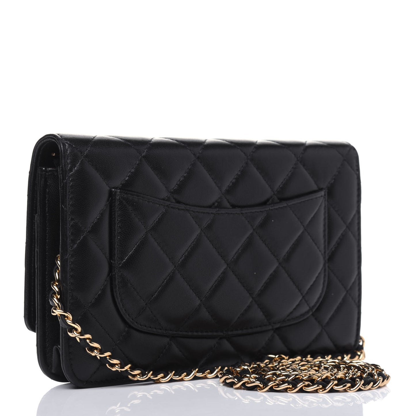 Lambskin Quilted Wallet On Chain WOC Black